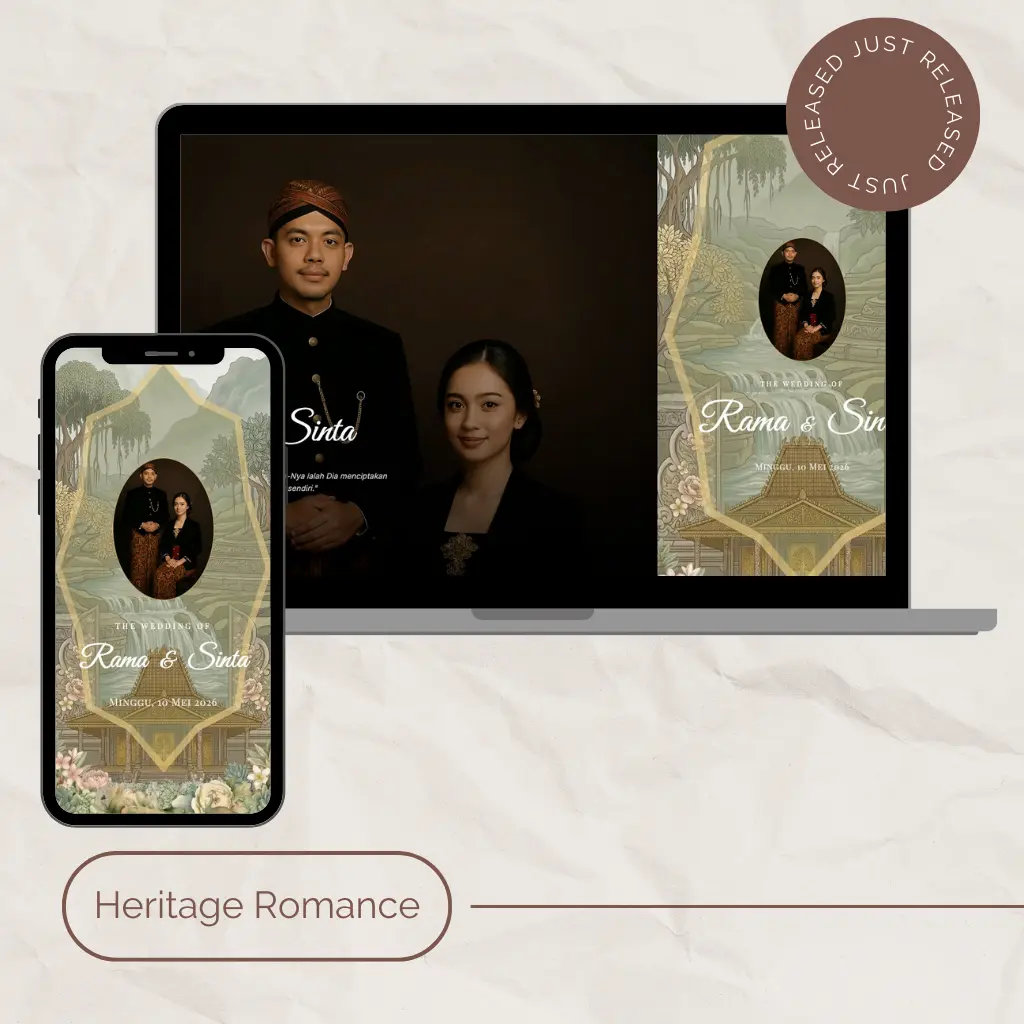 Template undangan digital pernikahan Heritage Romance