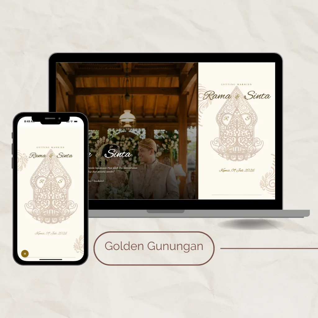 Template undangan digital pernikahan Golden Gunungan