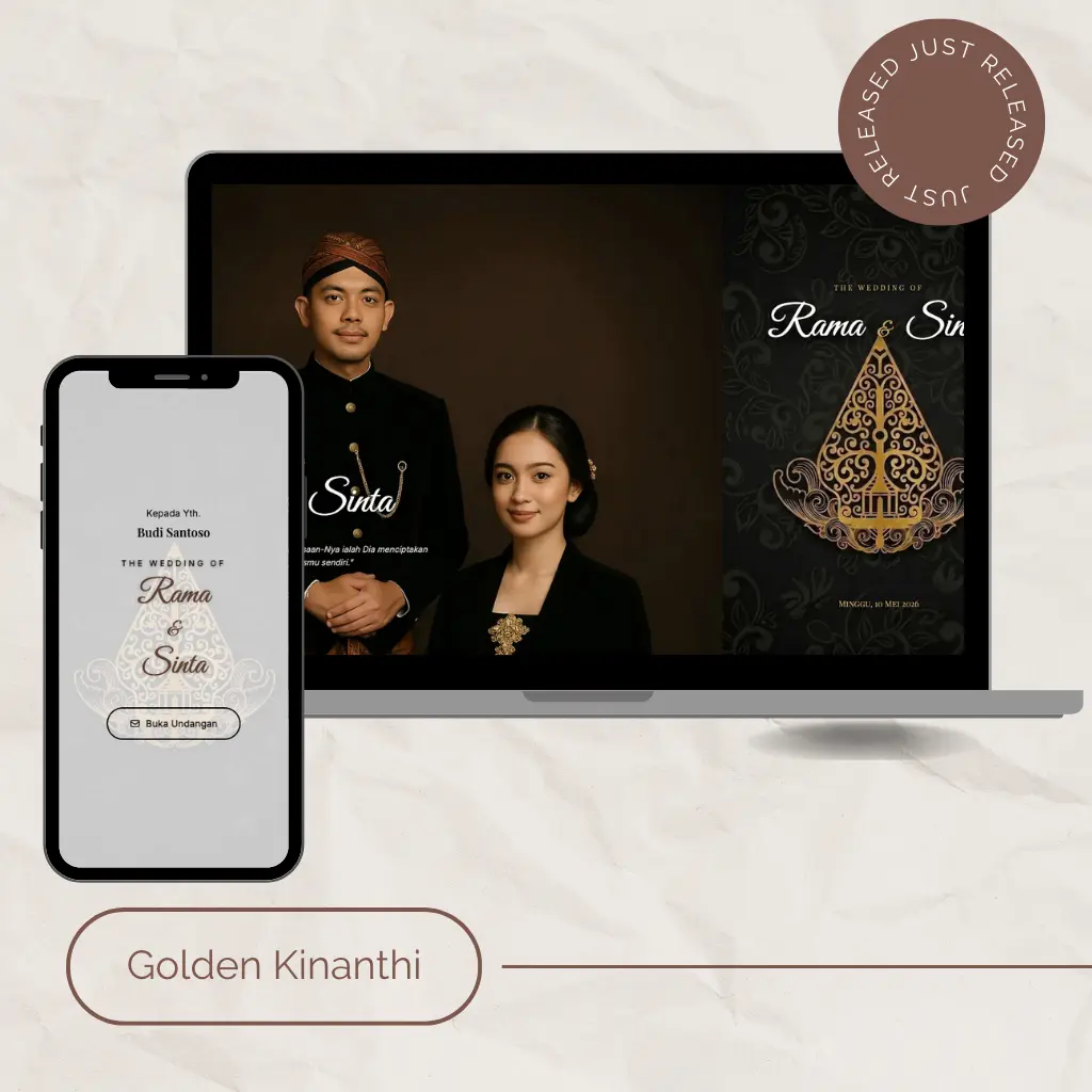 Template undangan digital pernikahan Golden Kinanthi