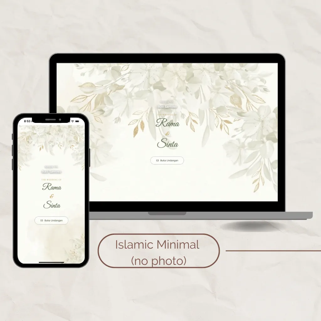 Template undangan digital Islamic Minimal (No Photo)
